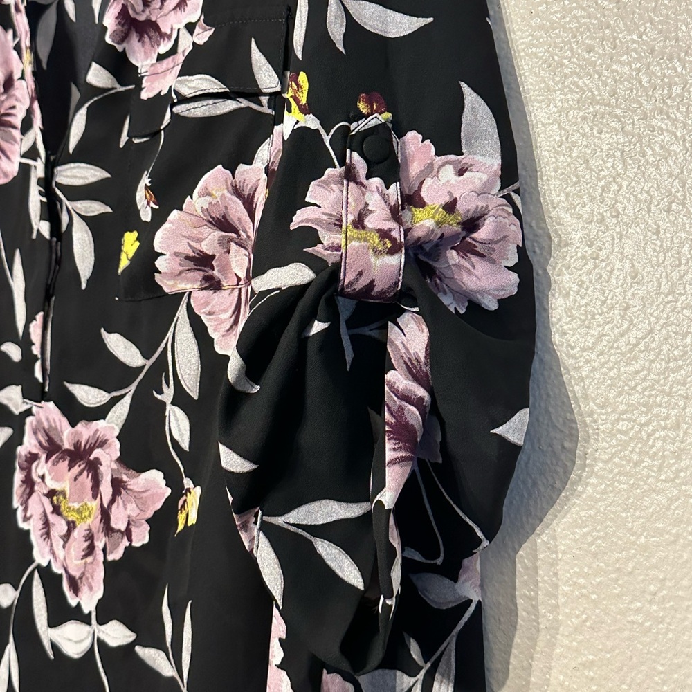 Torrid Goth Dark Tiki Harper Georgette Floral Pullover 3/4 Sleeve Top Black 0 - Picture 5 of 11